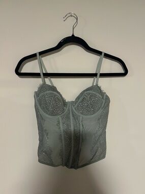 Garage Sage Green Lace Bustier Crop Top